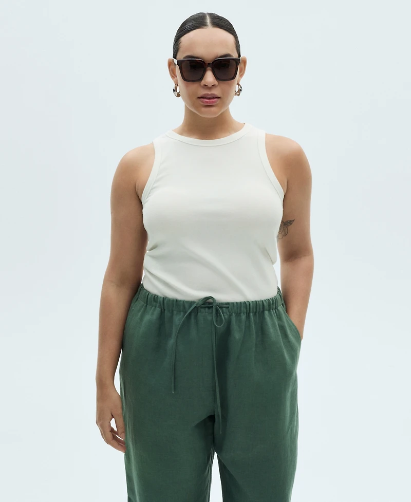 Mango Women's Straight Linen-Blend Trousers Pants