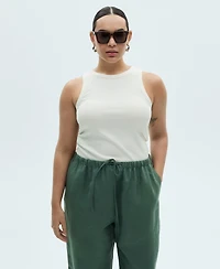 Mango Women's Straight Linen-Blend Trousers Pants