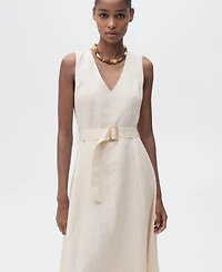 Mango Women's Belt Linen Dress
