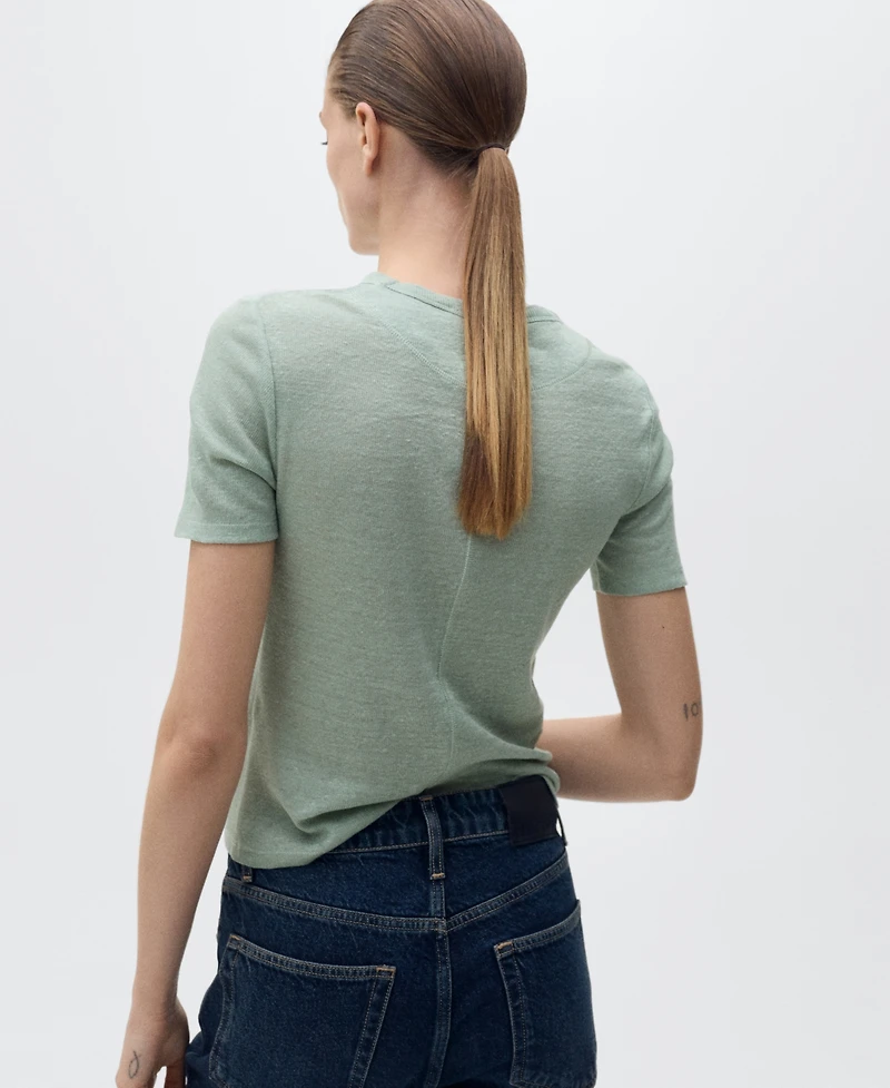 Mango Women's Short-Sleeved Linen T-Shirt