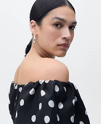 Mango Women's Strapless Polka Dot Dress