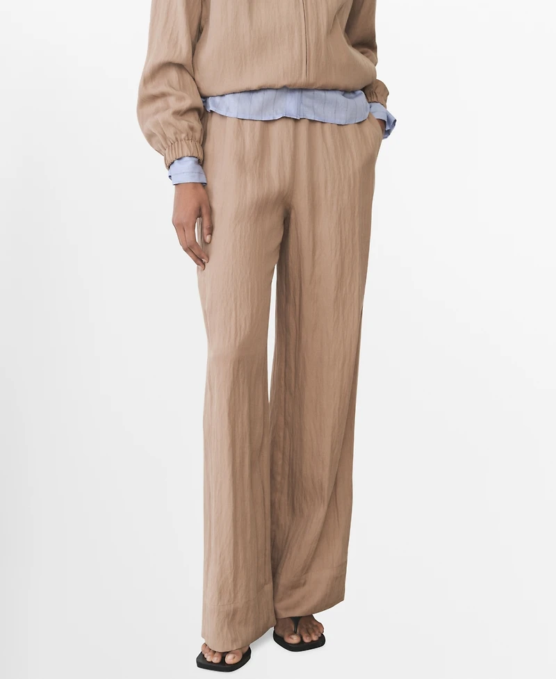 Mango Women's Straight Lyocell Texture Pants