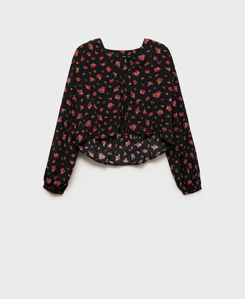 Mango Women's Ruffled Floral Blouse