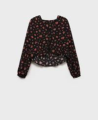 Mango Women's Ruffled Floral Blouse