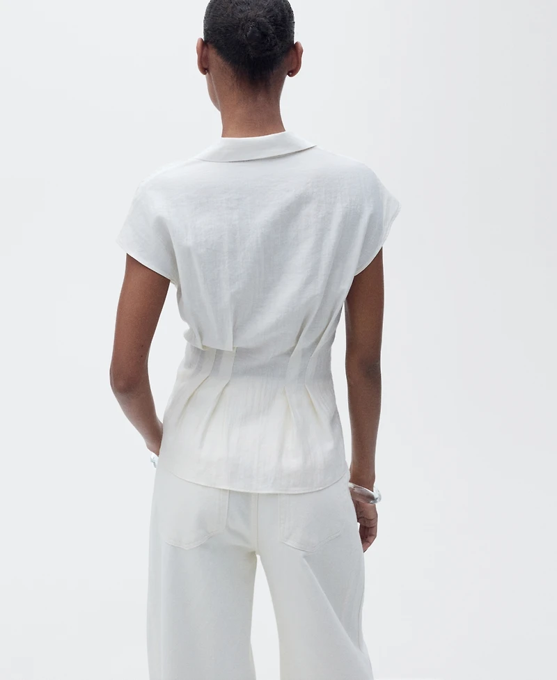 Mango Women's Short Sleeve Pleated Shirt