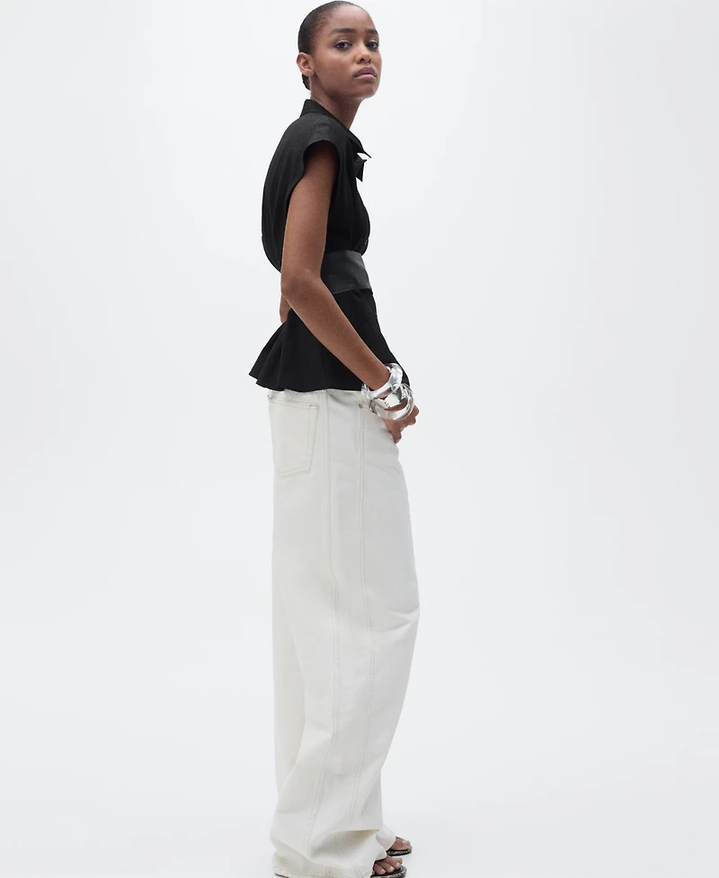 Mango Women's Short Sleeve Pleated Shirt