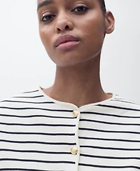 Mango Women's Short Sleeve Striped Cardigan Sweater