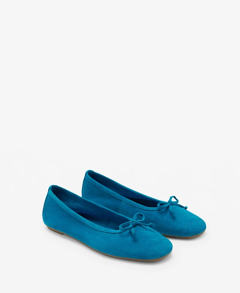 Mango Women's Bow Suede Ballerinas Shoes