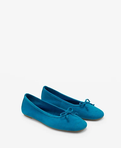 Mango Women's Bow Suede Ballerinas Shoes