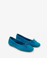 Mango Women's Bow Suede Ballerinas Shoes