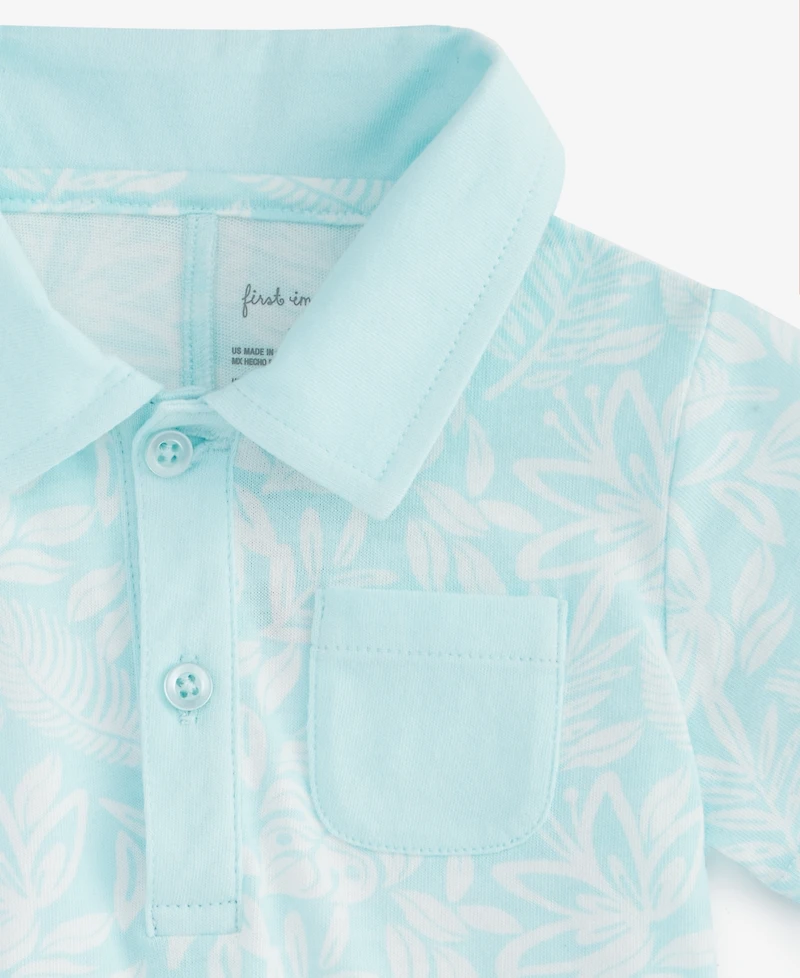 Baby Boys Collared Printed Sunsuit, Exclusively at Macy's