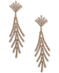 Anne Klein Gold-Tone Pave Fan Motif Linear Drop Earrings