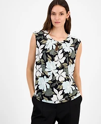 Kasper Women's Printed Keyhole Sleeveless Top, Regular & Petite