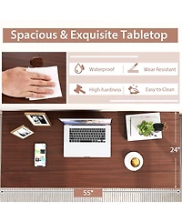 55 Inch Conference Table with Heavy-duty Metal Frame-Brown