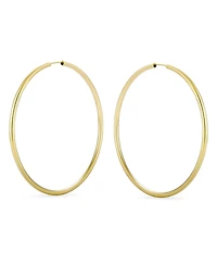 Bling Jewelry Set of 2 Minimalist Hoop Earrings 2MM Gold Plated 1.75 Inch & 2.5 Inch