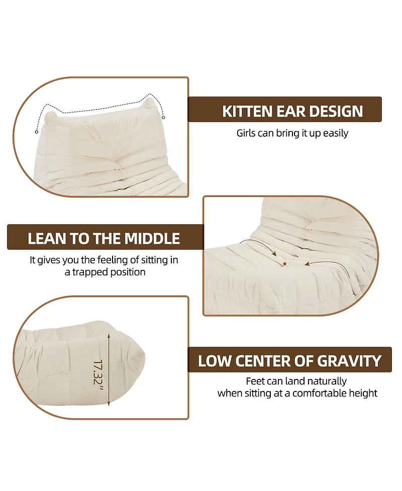 Floor Bean Bag Chair for Adults with Memory Foam Support Armless Lounger Sofa for Home Office Apartment or Gaming Room-The Pop Home