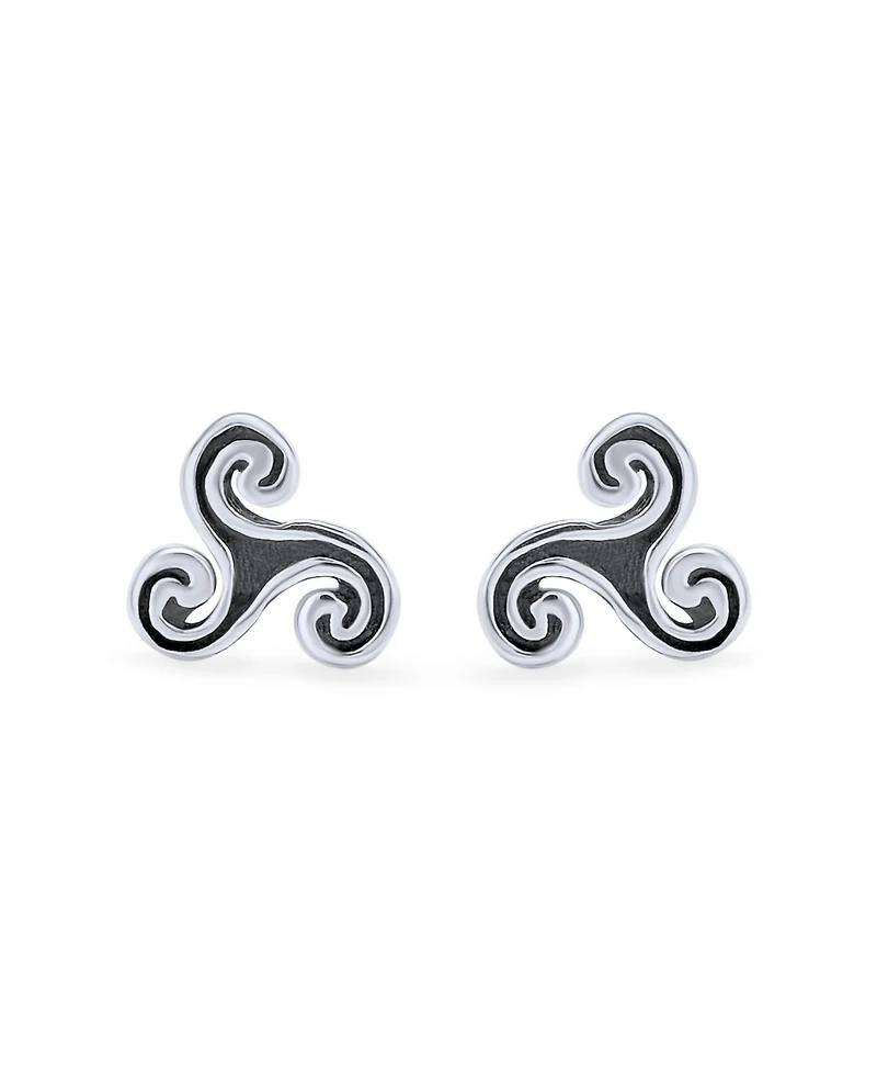 Bling Jewelry Set of 2 Ancient Celtic Triskele Stud Earrings in Oxidized Sterling Silver