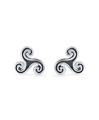 Bling Jewelry Set of 2 Ancient Celtic Triskele Stud Earrings in Oxidized Sterling Silver