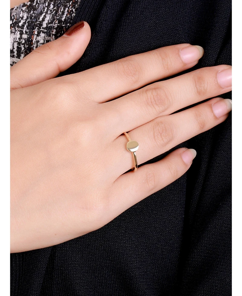 Devata Round Disc Ring in 14K Gold, Size 6, approx. 1.9 grams