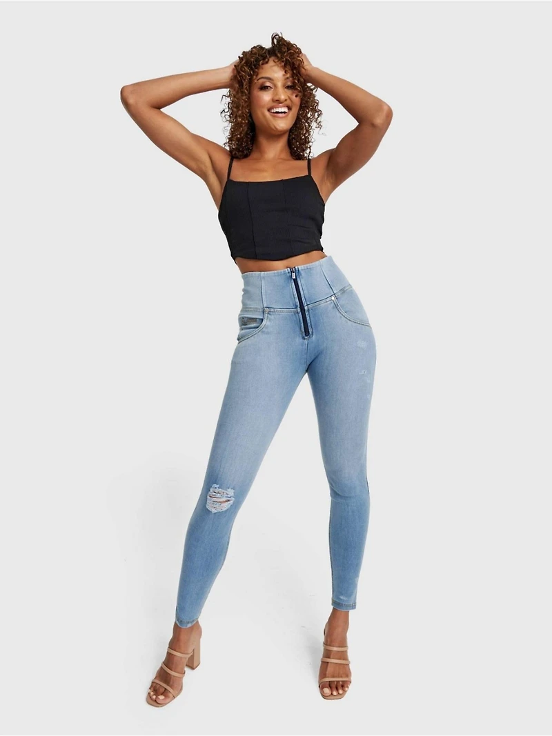 Freddy Women's Distressed High-Rise Sculpting Skinny Jeans