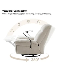 Carol Modern Upholstered Manual Swivel Rocker Recliner with Phone Holder