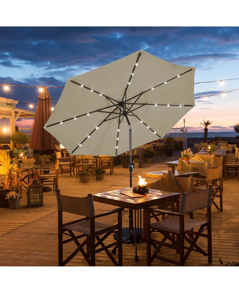 Gymax ft Patio Table Market Umbrella Yard Outdoor w/ Solar Led Lights