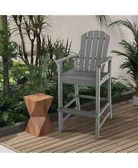 30 Inches Counter Height Outdoor Hdpe Bar Stool with Armrests and Footrest