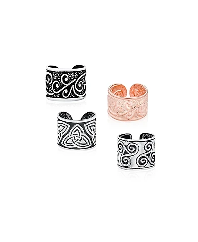 Bling Jewelry Set of 4 Boho Celtic Knot Triskele Ear Cuff Cartilage Earring Rose Gold Plated