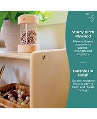 Guidecraft EdQ 3-Shelf 8-Compartment Storage 36" - Natural: Kids' Wooden Cubby Cube Bookshelf with Bins for Toys and School Supplies