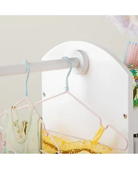 Guidecraft See and Store Dress Up Center - White: Kids' Pretend Play Clothes and Costume Armoire with Clothing Rack Storage and Mirror