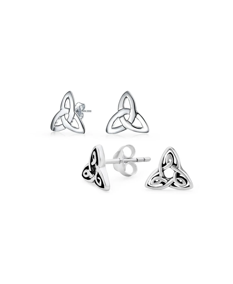 Bling Jewelry Set of 2 Small Celtic Irish Lover Infinity Knot Stud Earrings Oxidized Silver