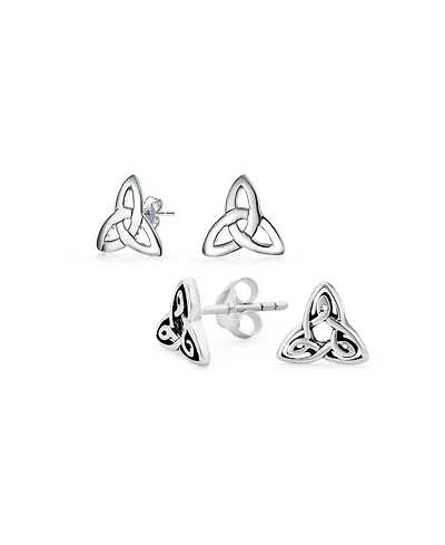 Bling Jewelry Set of 2 Small Celtic Irish Lover Infinity Knot Stud Earrings Oxidized Silver