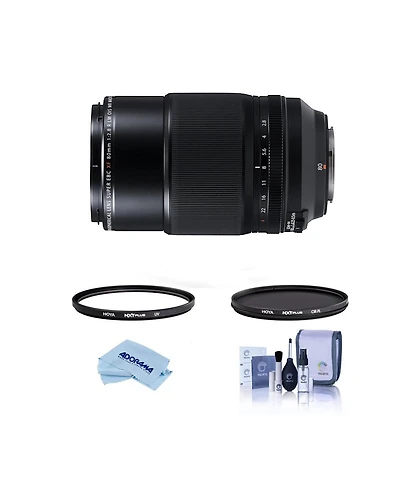 Fujifilm Xf 80mm f/2.8 R Lm Ois Wr Macro Lens, Black, Bundle with Hoya 62mm Uv+Cpl Filter Kit, Cleaning Kit, Cleaning Cloth