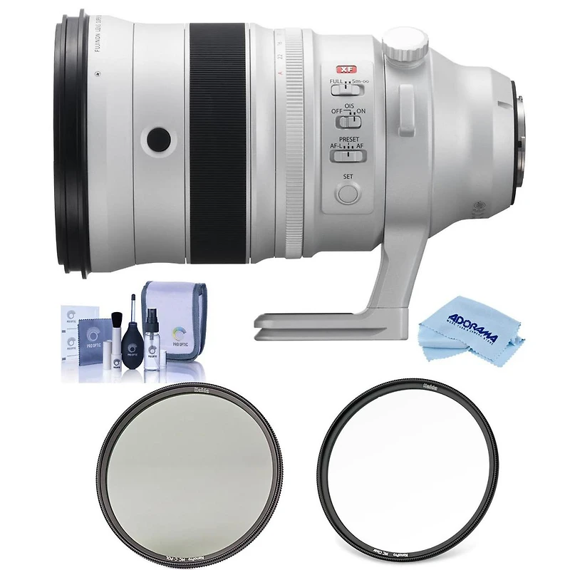 Fujifilm Xf 200mm f/2 R Lm Ois Wr Lens w/Teleconverter Kit, Bundle with Haida 105mm NanoPro Mc Cpl Filter, 105mm NanoPro Mc Clear Filter, Cleaning