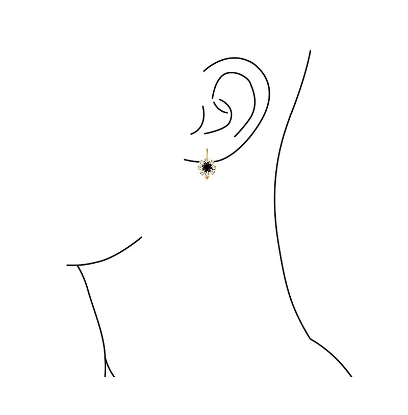 Bling Jewelry Flower Crystal Drop Earrings Gold Plated Brass Lever Back