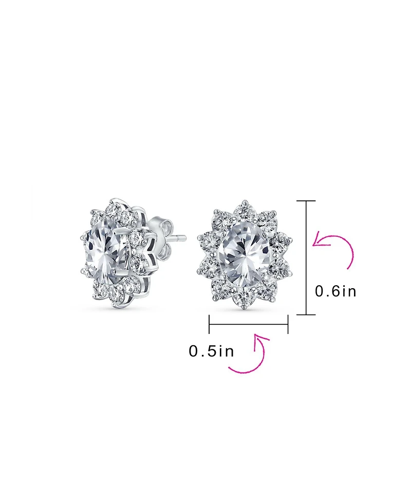 Bling Jewelry Set of 2 Classic Crown Black Clear 1.5 Ct Cz Stud Earring Silver Plated