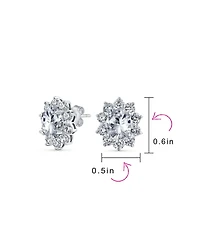 Bling Jewelry Set of 2 Classic Crown Black Clear 1.5 Ct Cz Stud Earring Silver Plated