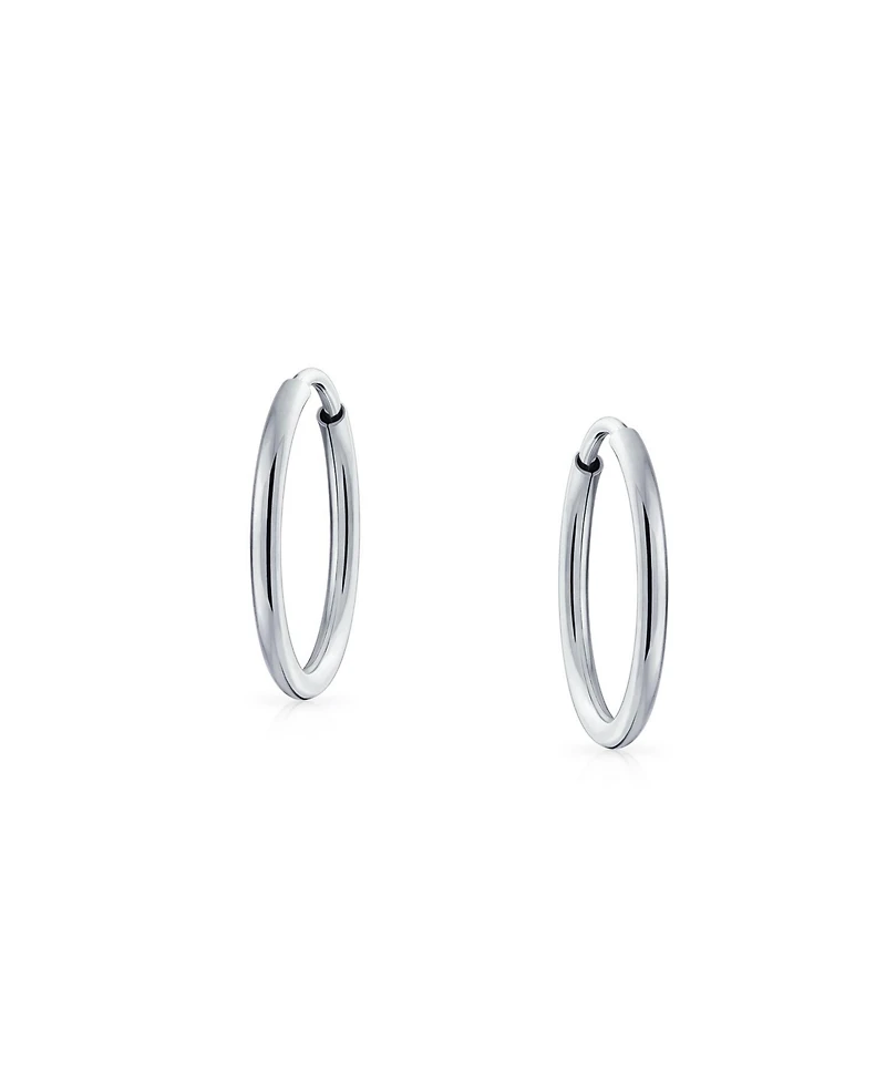 Bling Jewelry Set of 3 Thin Minimalist Hoop Huggie Earrings Sterling Silver 0.5, 0.75 & 1 Inch