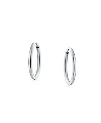 Bling Jewelry Set of 3 Thin Minimalist Hoop Huggie Earrings Sterling Silver 0.5, 0.75 & 1 Inch