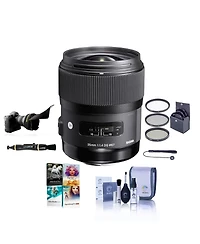 Sigma 35mm f/1.4 Dg Hsm Art Lens for Nikon F, Bundle with 67mm Filter Kit, Flex Lens Shade, Cleaning Kit, Cleaner, Cap Tether, Pc Software Kit