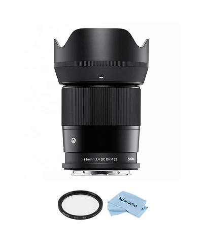 Sigma 23mm f/1.4 Dc Dn Contemporary Lens for L Mount Bundle with 52mm Multi Coated Uv Filter, Microfiber Cleaning Cloth