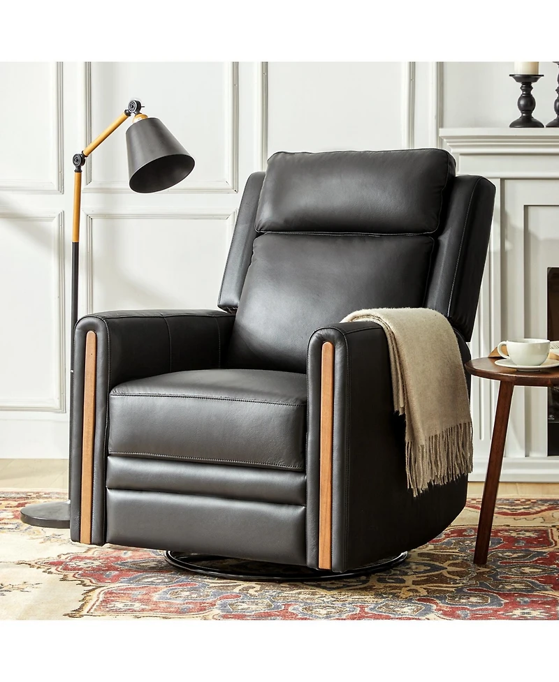 Jaime Genuine Leather Swivel Power Recliner Built-in Usb Port with Adjustable Headrest