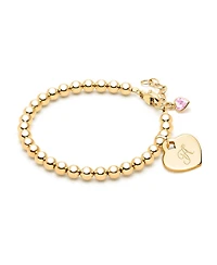 Tiny Blessings Children's 14k gold 4mm Beads & Engraved Initial Girls' 6.25" Bracelet