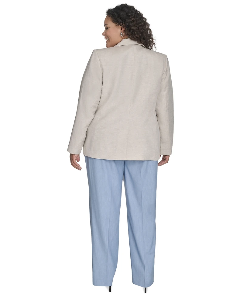 Calvin Klein Plus Linen-Blend One-Button Blazer