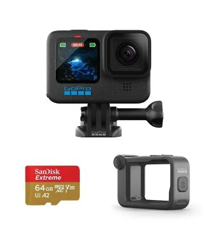 Gopro Hero12 Black Camera Bundle Waterproof Action Cam With 64gb Micro Sd For Ultimate Content Creation