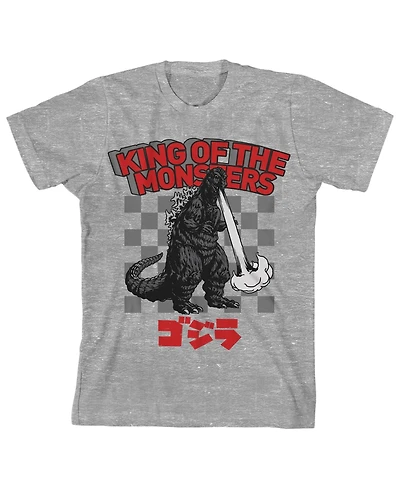 Godzilla Boys King Of The Monsters Crew Neck Short Sleeve Athletic Heather T-shirt-xl