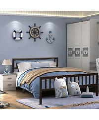 Wood Bed Frame Support Platform with Headboard and Footboard