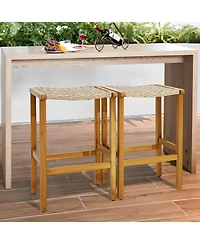 Patio Wood Bar Stools Set of 2