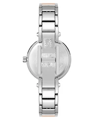 Anne Klein Women's Quartz Sleek Blush Enamel and Silver-Tone Metal Alloy Bangle Watch, 28mm