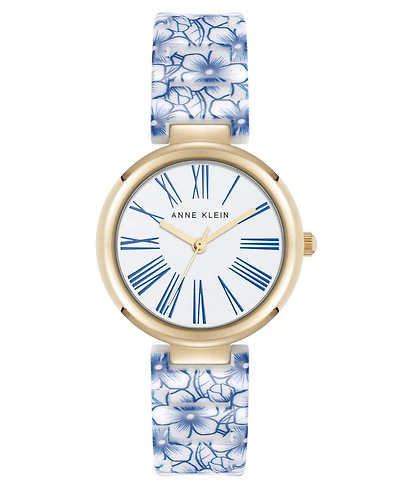 Anne Klein Women's Quartz Flower Pattern Ceramic Bracelet Watch